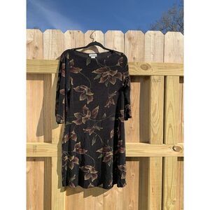 Carol Rose Women's Black Floral Dress Size‎ medium Long Sleeve vintage